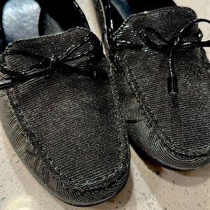 MICHAEL Michael Kors SUTTON Silver Black Mesh Moccasins Shoes US 9.5.